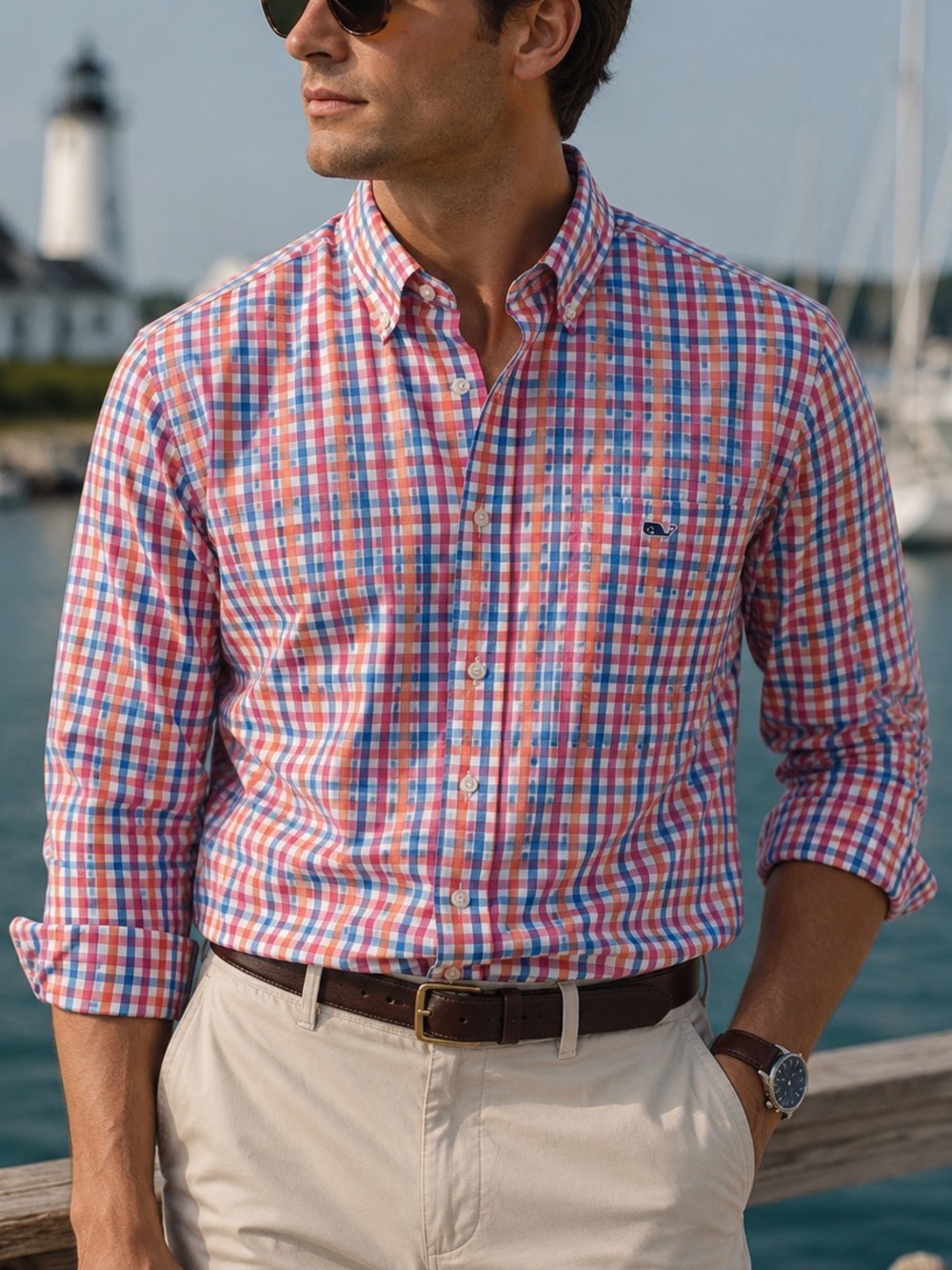 Vineyard Vines Classic Fit Tucker Shirt Pastel Gingham Button-Down Preppy Golf